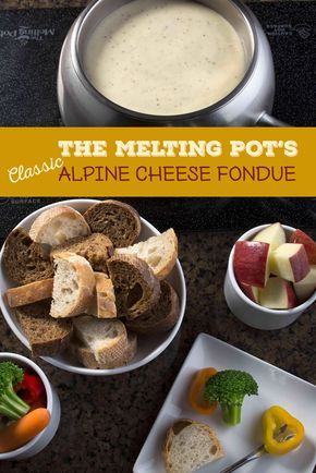 Follow this recipe for your own homemade version of The Melting Pot's alpine fondue. Dip your favorite fruits, vegetables and bread in it. Melting Pot Cheese Fondue, Fondue Dip, Melting Pot Recipes, Cheese Fondue Recipe, Fondue Restaurant, Fondue Dinner, Fondue Night, Fondue Recipes Cheese, Fondue Recipe