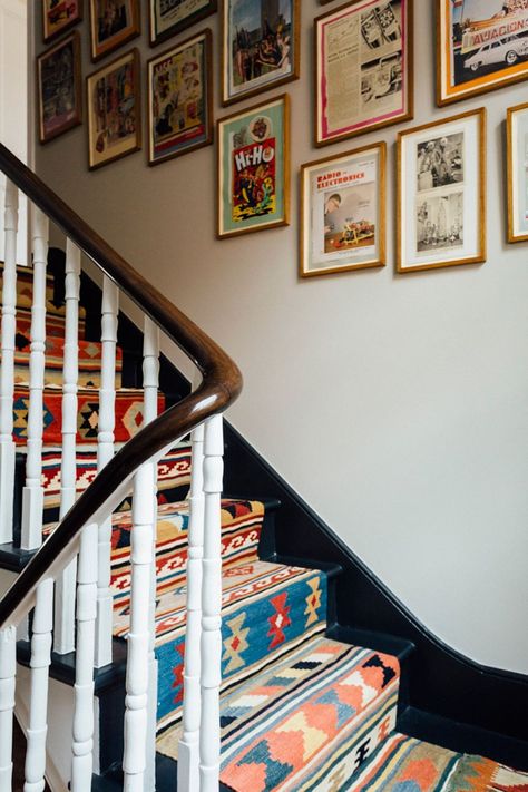 Boho Stairs, Stairway Inspiration, Staircase Runners, Stairs Runner, Sarah Graham, Eccentric Decor, Stairs Renovation, Stair Ideas, Staircase Runner