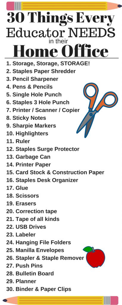 30 Things Every Teacher NEEDS in their Home Office! AWESOME! I needed this post! She shows how she used Staples brand products to ORGANIZE her home office! MakeMoreHappen AD Teachers Office Ideas, Teacher Desk Organization, Her Home Office, Teacher Needs, Office Organization At Work, Teacher Office, Small Space Office, Fun Organization, Teacher Desk