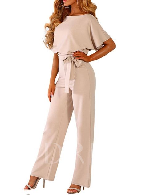 Loose Full Length Western Plain Women's Jumpsuit Pant Romper, Wide Leg Pant, Apricot, Wide Leg, Jumpsuit, Pants, Trousers