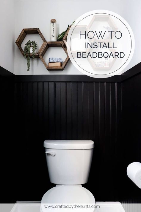 How to Install Beadboard Without Removing Baseboards Painted Beadboard Walls, Paint Beadboard, Black Beadboard, Dagger Designs Ideas, Beadboard Walls, Removing Baseboards, Painted Beadboard, How To Install Beadboard, Beadboard Bathroom