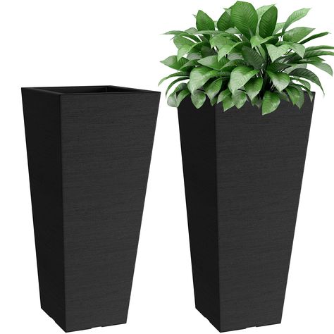 Oversized Planters, Front Door Plants, Large Outdoor Planters, Black Planters, Planting Pots, Tall Planters, Outdoor Planter, Garden Trees, Pot Sets