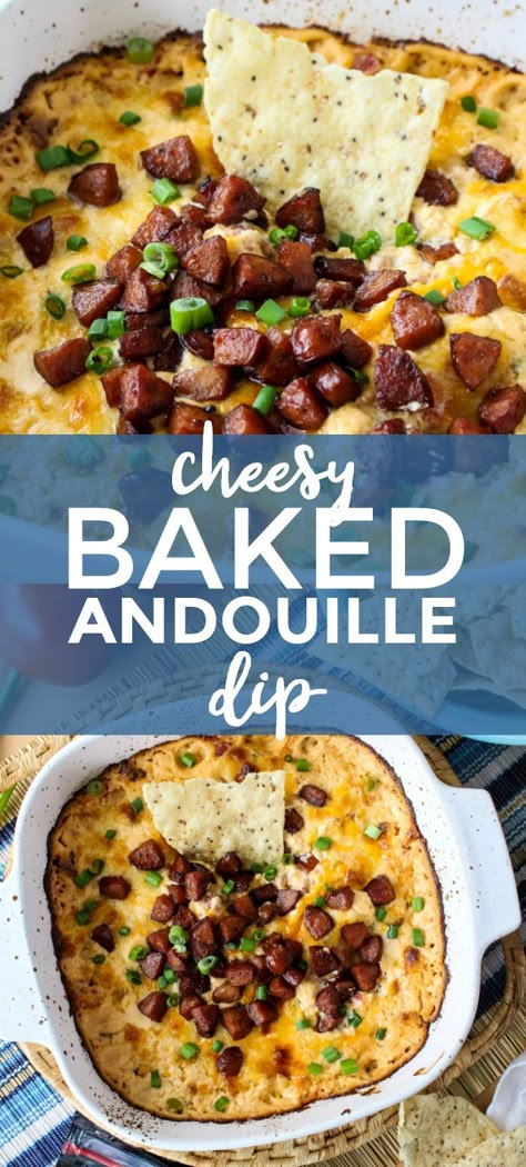 Cheesy Sausage Dip, Cajun Appetizers, Andouille Sausage Recipes, Sausage Appetizers, Sausage Dip, Cajun Dishes, Mardi Gras Food, Louisiana Recipes, Appetizers Recipes