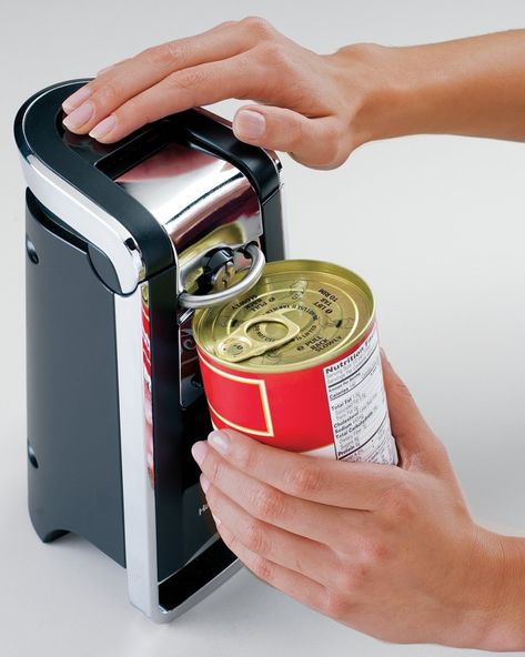 An electric can-opener perfect for people who were burned one too many times by a manual can-opener or a pull-tab (me). Electric Can Opener, Can Openers, Jar Opener, Hamilton Beach, Pop Top, Wine Opener, Gifts For Cooks, Smooth Edges, Commercial Kitchen