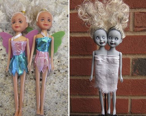 dollar store dolls to zombie dolls for Halloween decorations (DIY tutorials) Diy Zombie Dolls, Cheap Diy Halloween, Strašidelný Halloween, Cheap Halloween Diy, Diy Halloween Dekoration, Halloween Decorations Diy, Cheap Diy Halloween Decorations, Creepy Carnival, Halloween Fest