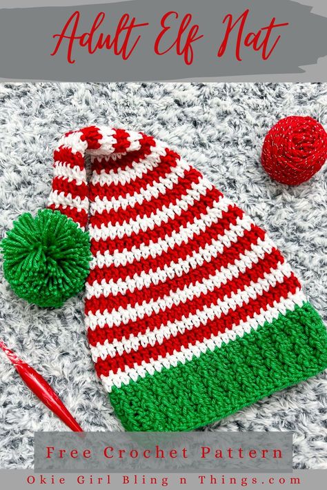 Lilo And Stitch Crochet Hats, Crochet Pixie Elf Hat Pattern Free, Crochet Christmas Beanies Free Pattern, Santa Crochet Hat Pattern Free, Crochet Christmas Scarves Free Patterns, Chunky Crochet Santa Hat, Crochet Stocking Cap Pattern, Crochet Cindy Lou Who Hat, Crocheted Santa Hat Free Pattern