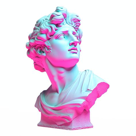 Vaporwave Statue Bust Clipart AI Generated Vaporwave Icons Png, Greek Vaporwave, Vaporwave Tattoo, Vaporwave Statue, Statue Painting, Greek God Tattoo, Wave Drawing, Vaporwave Art, Greek Statues