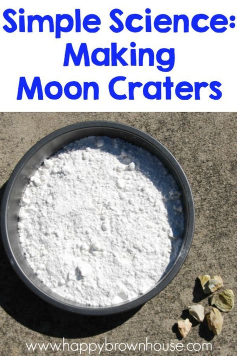 Simple moon crater science experiment to show how moon craters are made. Perfect for a moon unit study for kids. Space Experiments, Moon Lessons, Homeschool Astronomy, Balloon Science Experiments, Space Lesson Plans, Moon Craters, Moon Science, Moon Unit, Space Themes