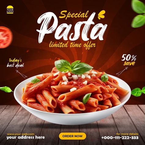 Special Pasta Food Offer Social Media Post Design#pikbest##Templates Offer Social Media Post, Food Social Media Post Design, Food Social Media Post, Barbeque Recipes, Template Food, Food Promotion, Food Template, Pasta Food, Food Instagram