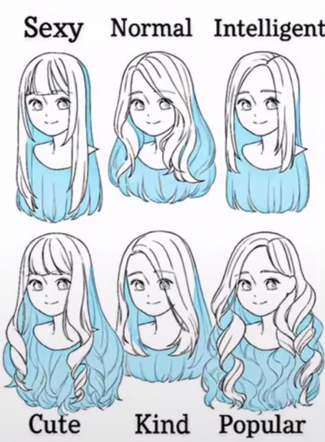 Hair Ideas Cartoon, Fancy Hairstyles Drawing, Hairstyles Sketches Drawing, Simple Flowers Design, Long Hair Styles Drawing Reference, Girl Hair Drawing Tutorial, Anime Base Hair, Drawing Poses Simple, Manga Hair Drawing