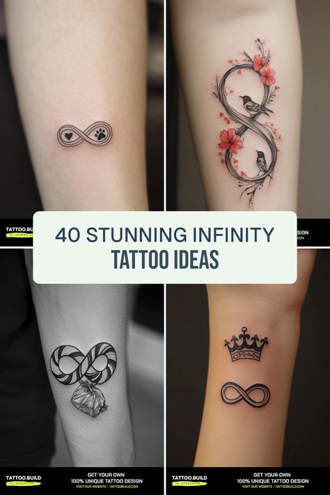 Are you ready to find your perfect infinity tattoo design? These 40 eye-catching and diverse infinity tattoo ideas capture the beauty and depth of love, eternity, and connection. Explore an array of creative styles—from minimalist to intricate details that represent your personal journey. You’ll discover inspiring designs that make a lasting impact and speak to your unique story Mens Infinity Tattoo, Best Friend Tattoos Infinity Sign, Forearm Infinity Tattoo Women, Secret Love Affair Tattoo Ideas, Infinity With Flowers Tattoo, Couples Unique Tattoos, Infinity Heart Tattoo Designs, Cover Up Infinity Tattoo, Forever Infinity Tattoo