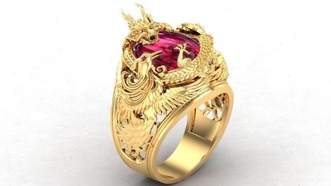 Yellow Gold Over Dragon Ring Celtic Dragons Ring Ruby | Etsy Angry Dragon, Celtic Dragon, Ring Ruby, Dragon Ring, Ruby Diamond Rings, Saint Michael, Head Ring, Gold Dragon, Utila