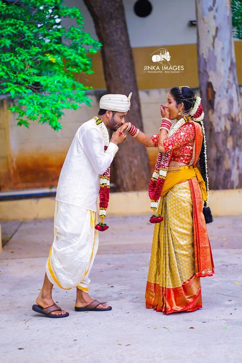 Marriage Couple Stills, Indian Marriage Photography Couples, Wedding Stills Telugu, Telugu Wedding Photography, Funny Wedding Poses, Couple Stills, Marriage Photoshoot, Marriage Poses, Marriage Stills