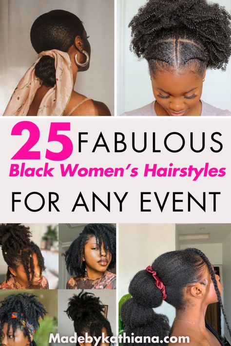 Natural Hairstyles For Black Women Corporate, Up Do Natural Hairstyles Black Women, Bridesmaid Hairstyles Black Women, Easy Black Hairstyles, Black Bridesmaids Hairstyles, Natural Hair Wedding, World Hair, Easy Hairstyles Quick, Easy Hairdos