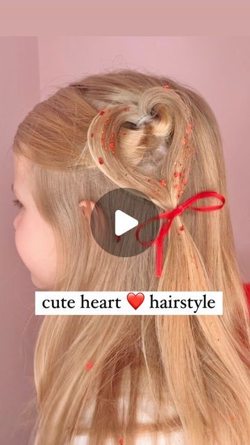 Love Is In The Hair Valentine, Hairstyle For Valentines Day, Cupid Hairstyle, Valentine’s Day Hairstyle, Heart Hairstyle For Kids Easy, Valentines Day Costume, Heart Hairstyle, Cute Hairstyles For Medium Hair, Half Updo