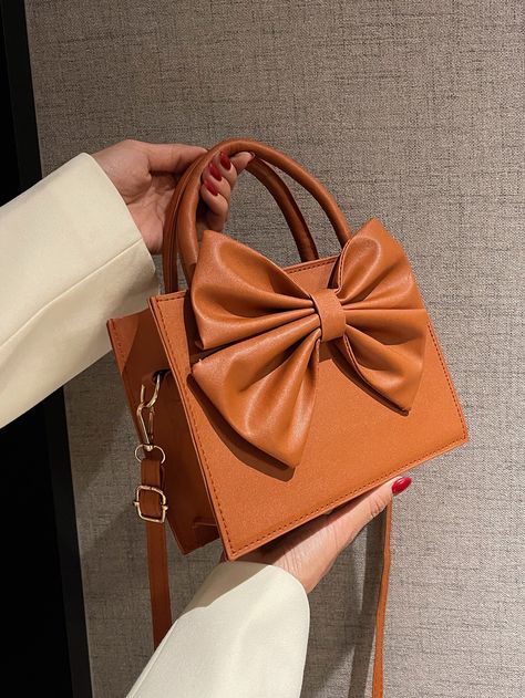 Brown Fashionable   PU Leather Plain Square Bag    Women Bags Korean Bags, Maquillage Yeux Cut Crease, Modern Handbag, Stylish School Bags, My Style Bags, Trendy Purses, Crochet Shoulder Bags, Luxury Bags Collection, Wedding Bags