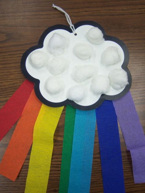 Cloud and rainbow craft Planting A Rainbow, Weather Crafts, March Crafts, Weather Theme, Spring Preschool, St Patrick's Day Crafts, Rainbow Crafts, Piece Of Paper, Daycare Crafts