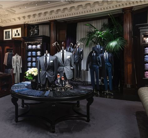 Ralph Lauren offers luxury and designer men's and women's clothing, kids' clothing, and baby clothes. Free shipping on all orders over $150. Tailoring Shop Interior Design, Suit Stores, Clothing Store Interior, Store Design Boutique, Retail Inspiration, Showroom Interior Design, Mens Clothing Store, Architecture Model Making, Tailor Shop