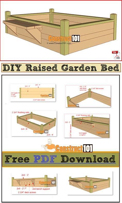 Raised Garden Bed With Bench, Garden Bed With Bench, Bed With Bench, Garden Bed Plans, Raised Bed Frame, Diy Raised Garden Bed, Raised Gardens, Raised Garden Bed Plans, Beds Diy