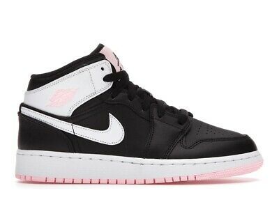 (eBay) Air Jordan 1 Mid GS Artic Pink Punch Black Size 5.5Y / Women's 7 555112-061 Jordan 1 Mid Pink, Jordan 1 Mid Chicago, Jordan 1 Mid White, Air Jordan 1 Mid Gs, Punch Pink, Original Air Jordans, Jordan 11s, Pink Punch, Jordan 4s