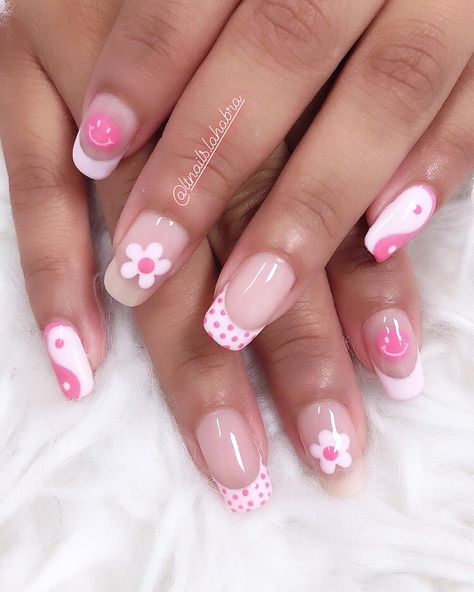 Summer Gel Nails Ideas Natural Nail, Cute Nails For Kids 9-10 Summer, Cute Nail Patterns, Preppy Nail Ideas For Kids Short, Cute Short Nails Ideas Summer, Mix Match Nails Short, Preppy Nails For Kids, Nail Ideas For 10 Yr, Nails For Ten Year Olds