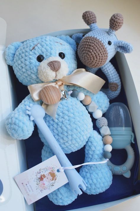 Gift Box For Mom, Newborn Gift Basket, Pregnancy Gift Box, Amigurumi Gift, Woolen Craft, Big Teddy Bear, Big Teddy, Crochet Baby Sweaters, Gift For Newborn