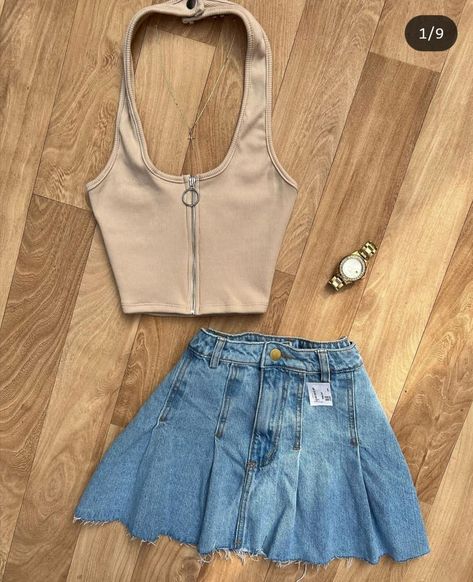 Cute Skirt Outfits, Fasion Outfits, Cute Preppy Outfits, Crop Top Outfits, Short Dresses Casual, Simple Trendy Outfits, Really Cute Outfits, Kpop Outfits, Stylish Fashion