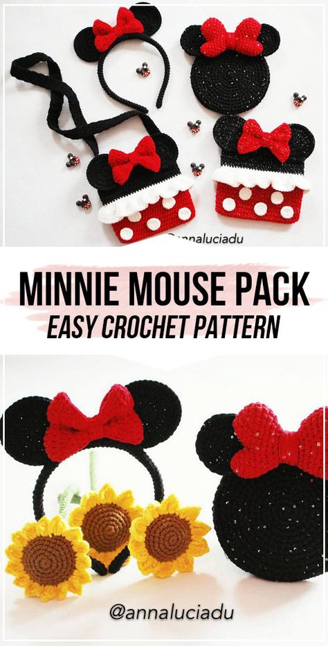 Costume Headbands, Crochet Minnie Mouse, Crochet Mickey Mouse, Super Cute Crochet, Disney Crochet Patterns, Crochet Headband Pattern Free, Crochet Pumpkins, Mochila Crochet, Minnie Mouse Headband