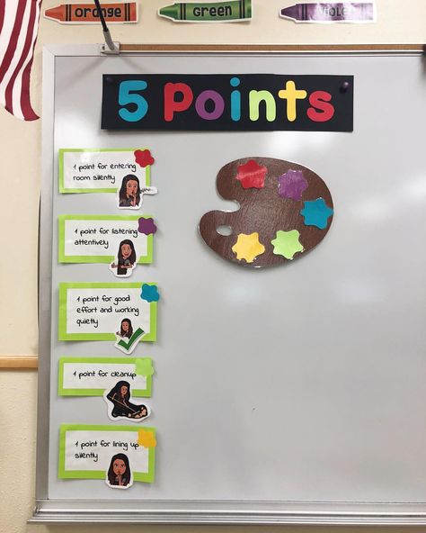 Going to implement the 5 point system in my Art Room, this year. Each class will work together to “Fill Their Palette”! Similar concept to… Art Room Elementary School, Art Room Management, Art Classroom Posters Free Printable, Art Classroom Setup Elementary, Art Classroom Inspiration, Tab Art Room Elementary, Art Room Door Decoration, Elementary Art Classroom Decor, Art Room Ideas Classroom