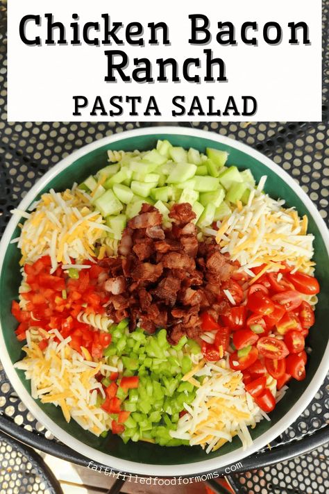 Best Chicken Bacon Ranch Pasta Salad Recipe Ever Ranch Pasta Salad Recipes, Chicken Bacon Ranch Salad, Ranch Salad Recipes, Chicken Bacon Ranch Pasta Salad, Pasta Salad With Chicken, Bacon Pasta Salad, Chicken Pasta Salad Recipes, Fruit Butters, Bacon Ranch Pasta