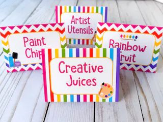 sweetheartpartyshop - Etsy Art Party Food, Art Party Foods, Art Party Activities, Art Party Decor, Kids Art Party, Art Themed Party, Painting Birthday Party, Painting Food, Party Food Labels