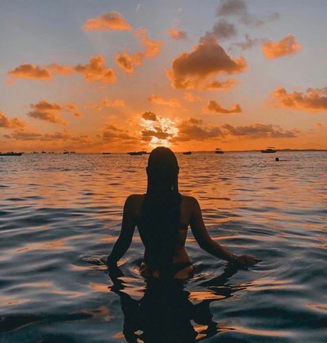 Sun Sets, The Sun, A Woman, Sun, Water