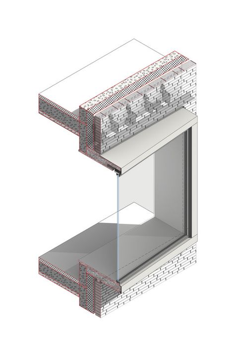 Gallery of House CB005 / GAAGA - 18 Facade Detail, Construction Details Architecture, Window Construction, Window Architecture, Brick Cladding, Brick Construction, Window Detail, Architecture Design Drawing, Architecture Model House