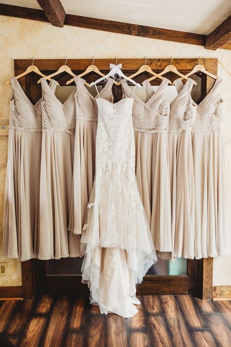 Wedding Dress And Bridesmaid Dress Photo, Bridal Party Dresses Hanging Photo, Wedding Day Dress Photos, Hanging Bridesmaid Dresses, Bridal Party Hanging Dress Pictures, Pictures Of Wedding Dresses Hanging, Getting Ready Pictures Wedding Bridesmaid, Dress Hanging Wedding Photos, Bridal Dress Hanging Photo