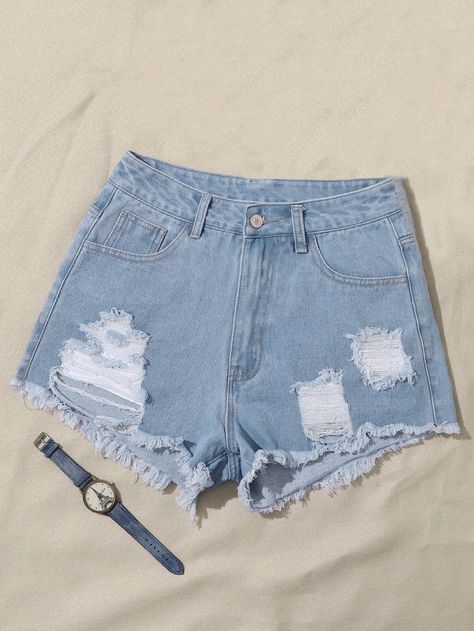 Rome Outfits, Ripped Jean Shorts, Stretch Denim Shorts, Ripped Denim Shorts, Ripped Shorts, Shorts Denim, Really Cute Outfits, Ripped Denim, Denim Shorts Women