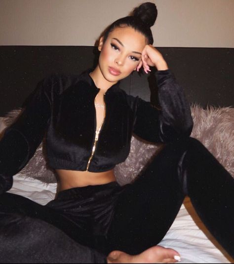 GIRLSNIGHTOUTLDN on Instagram: “Recreate this look with the Tiffany Velvet Tracksuit 🖤” Velvet Loungewear, Velvet Tracksuit, Black Tracksuit, Red Swimwear, Lounge Looks, Velvet Hoodie, Pink Swimwear, Black Swimwear, Velvet Material