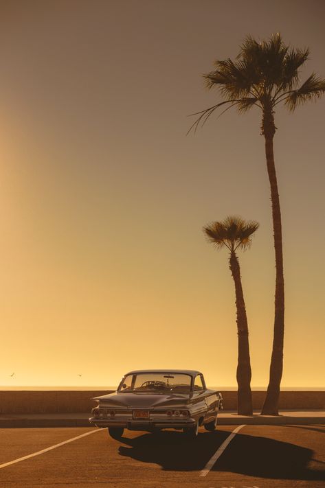 Classic Car Photography, Artfully Walls, Artist Wall, San Diego Beach, Sunday Afternoon, Wall Gallery, Car Photography, Chevrolet Impala, Parking Lot