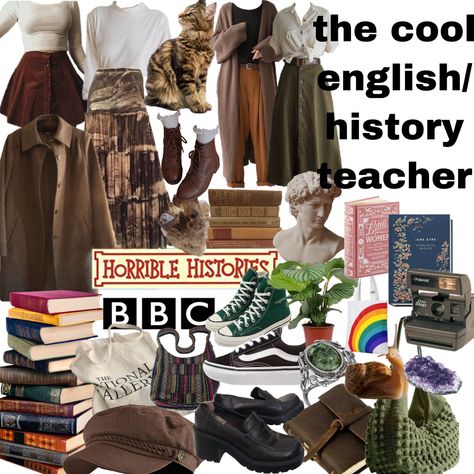 English Teacher Style, Teacher Academia Aesthetic, Cosy Academia Outfits, English Student Aesthetic Outfit, English Teacher Outfit Aesthetic, Academia Teacher Outfit, Dark Academia Teacher Outfit, Author Aesthetic Outfits, History Teacher Aesthetic Outfits