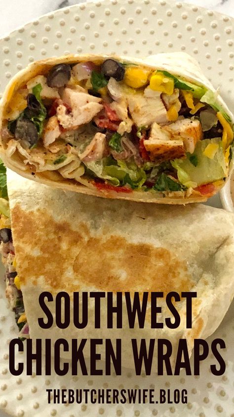 Southwestern Chicken Wrap, Southwest Chicken Wraps, Grilled Chicken Wraps, Bbq Chicken Wraps, Steak Wraps, Sandwich Wraps Recipes, Tortilla Strips, Black Beans Corn, Chicken Wrap Recipes