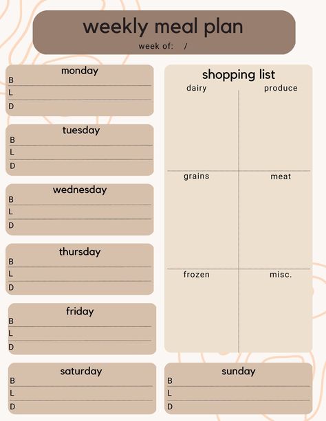 Get your week started off right with this all-in-one meal planning template! This template helps you plan out your meals for the week and plan our your grocery shopping trip. Use this every week for: >Daily meal planning for breakfast, lunch and dinner >Grocery shopping list by category This is a digital PDF file only - Print & handwrite only or download and fill in on iPad/touch screen device. No physical product will be sent to you. Meal Planning Printable Templates, Meal Plan Printable, Meal Planning Printable Weekly, Weekly Meal Plan Template, Meal Calendar, Free Meal Planner, Meal Planner Printable Free, Daily Meal Planner, Grocery List Template