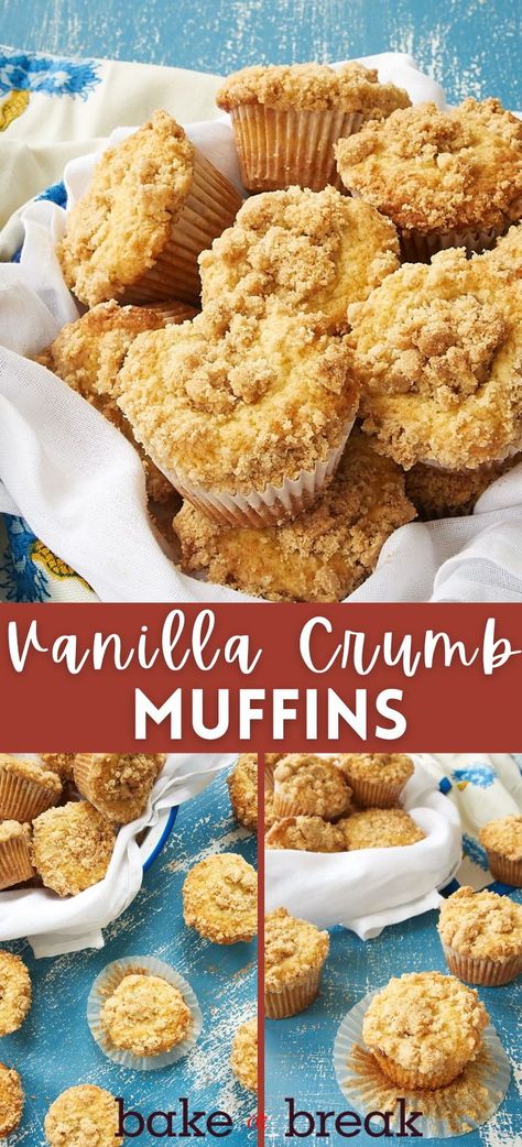 Vanilla Crumb Muffins are a testament to the beauty of simplicity. Whip up a batch for a sweet breakfast or snack! Vanilla Bean Muffins, Muffin Recipes Vanilla, Vanilla Muffins Recipe, Muffin Monday, Muffin Base, Crumble Muffins, Lunchbox Recipes, Vanilla Muffins, Crumb Muffins