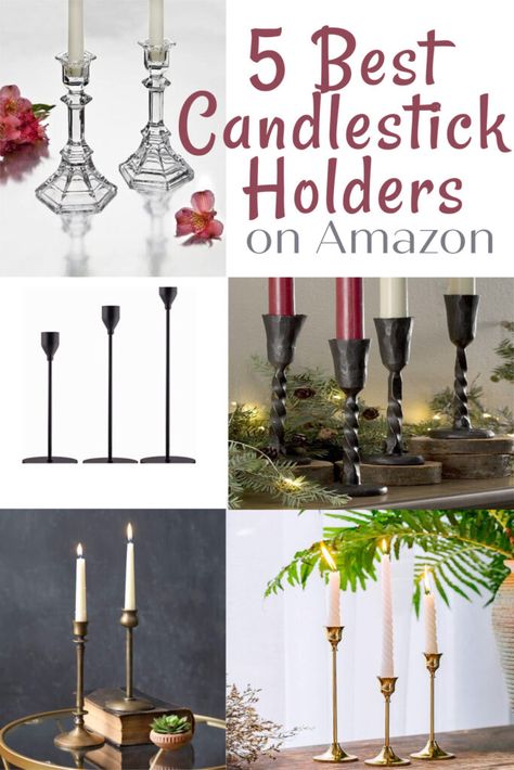 5 Best Candlestick Holders on Amazon - LightLady Studio Mix And Match Candle Holders, Amazon Candle Sticks, Candle Taper Holder, Candlestick Holder Centerpieces, Dining Table Candlesticks, Decorate With Candlesticks, Candlestick Holders Decor, Black Candlesticks On Mantle, Decorating With Candle Holders