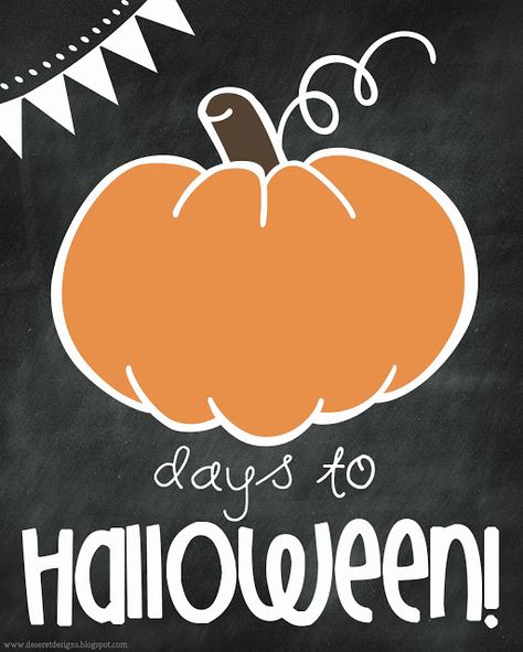 Deseret Designs: How about a Halloween Countdown Printable? Halloween Countdown Sign, Random Holidays, Household Notebook, Countdown Gifts, Countdown Sign, Preschool Fall, Chalkboard Ideas, Dry Erase Calendar, Halloween Queen