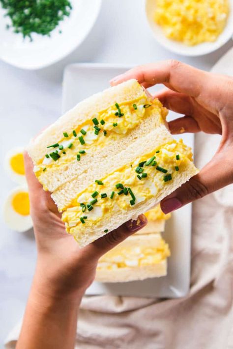 Japanese Egg Salad Sandwich, Japanese Egg Salad, Tamago Sando, Japanese Sandwich, Spicy Sandwich, Egg Sandwich Recipe, Japanese Egg, Egg Salad Sandwich, Healthy Eggs