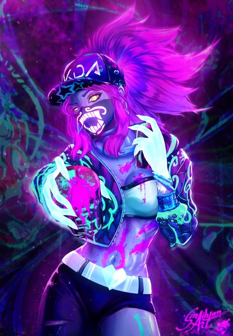 ArtStation - Akali - K/DA [Timelapse], Ernestas Tučkus League Of Legends Personajes, Akali Kda, Akali Lol, Evelynn League Of Legends, Akali League Of Legends, Anime Karakterek, League Of Legends Characters, Arte Cyberpunk, Art Manga