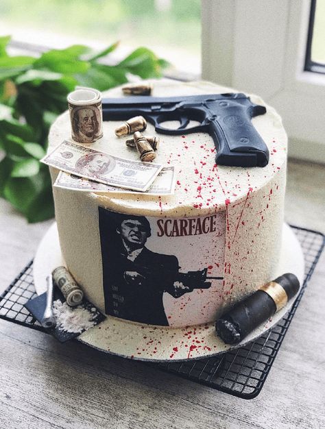 Bf Cake Ideas, Cake Ideas For Boyfriend Birthday, Unique Birthday Cake For Boyfriend, Boyfriend Cake Ideas, Scarface Cake, Boyfriend Birthday Cake Ideas, Cake For Boyfriend Birthday, Scarface Party, Boyfriend Birthday Cake