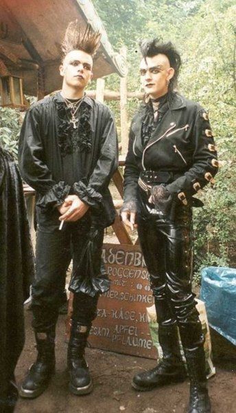 2 trad goth men 80s Goth Outfits Men, Gothic 80s Fashion, 80s Trad Goth Men, Trad Goth Mens Fashion, Tradgoth Outfits Men, Tradgoth Men, Trad Punk, New Wave Fashion Men, 80s Punk Fashion Men