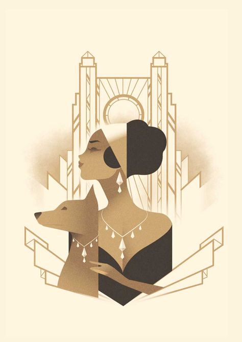 Studio City on Behance Art Deco Figure Illustration, Art Deco Character Design, Art Deco Illustration Graphics, 1920s Art Deco Posters, Art Deco Posters Illustrations, Art Deco People, Mads Berg, Vintage Fashion Illustration, Pinturas Art Deco