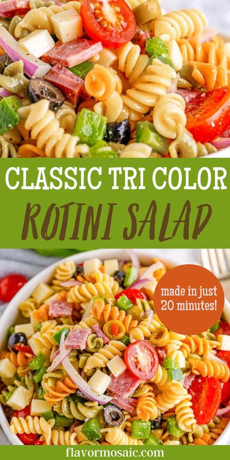 Rotini Salad, Tri Color Pasta Salad, Rotini Pasta Recipes, Pasta Salad Dressing Recipe, Pasta Salad With Italian Dressing, Italian Dressing Pasta Salad, Rotini Pasta Salad, Homemade Pasta Salad, Summer Pasta Salad Recipes