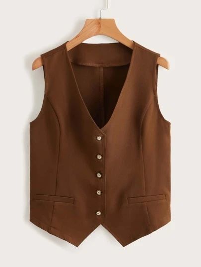 Brown Waistcoat Outfit Women, Suit Vest Outfits For Women, Brown Suit Vest, Brown Vest Outfit, Sleeveless Top Outfit, Asos Outfit, Sleeveless Blazer Vest, Waistcoat Outfit, Waistcoat Designs